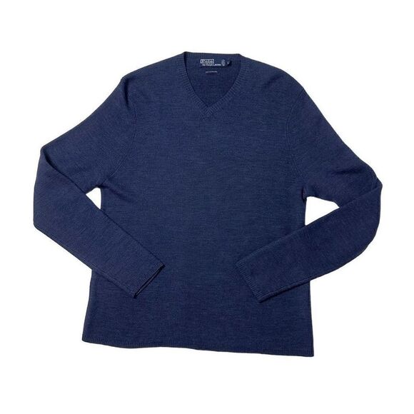 Polo by Ralph Lauren Blue 100% Merino Wool Sweater Men’s Size Large - Picture 3 of 10